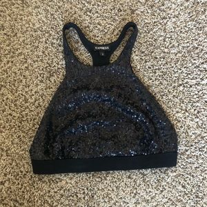 Navy sequin crop